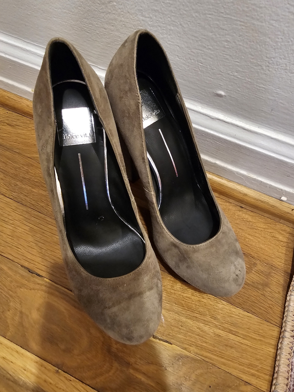 Dolce Vita Taupe Suede Rounded-Toe Pumps